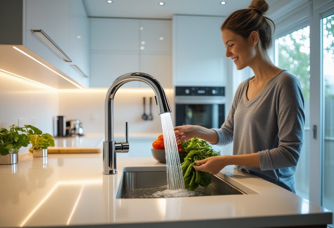 Sådan skaber du den perfekte belysning i køkkenet med en vandhane med bruser